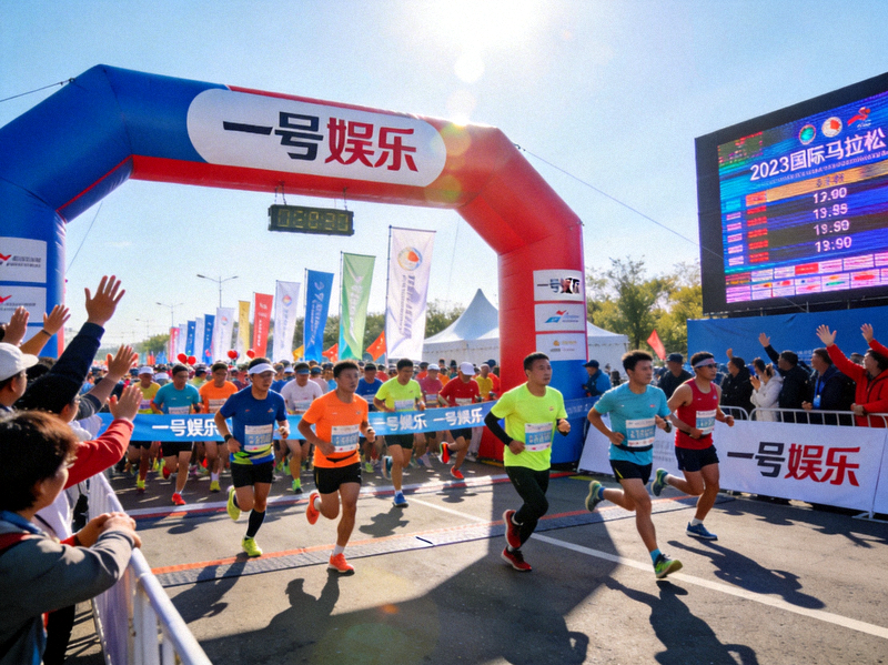 一号娱乐冠名赞助的国际马拉松赛事盛大起跑场景